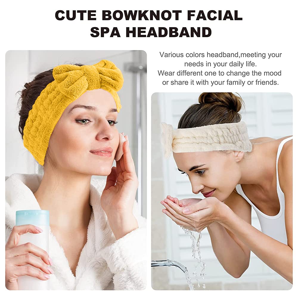 Diadema de spa  Paquete de 3 bandas para el cabello con lazo para mujer, diademas de maquillaje facial suave de vellón coral elástico para la