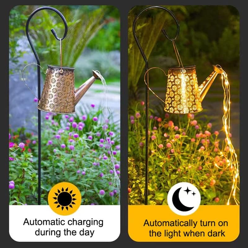 Luces solares para regadera colgantes, farol colgante impermeable, LED, decorativo, retro, de metal, para mesa, patio, camino, pasarela, regalos de