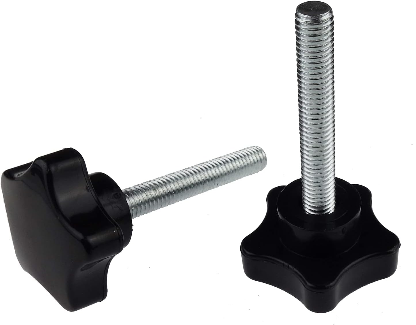 Kasteco Paquete de 2 tornillos de ajuste de perilla de mano de estrella de repuesto de rosca negra de 0.315 in (M8 x 1.969 in)