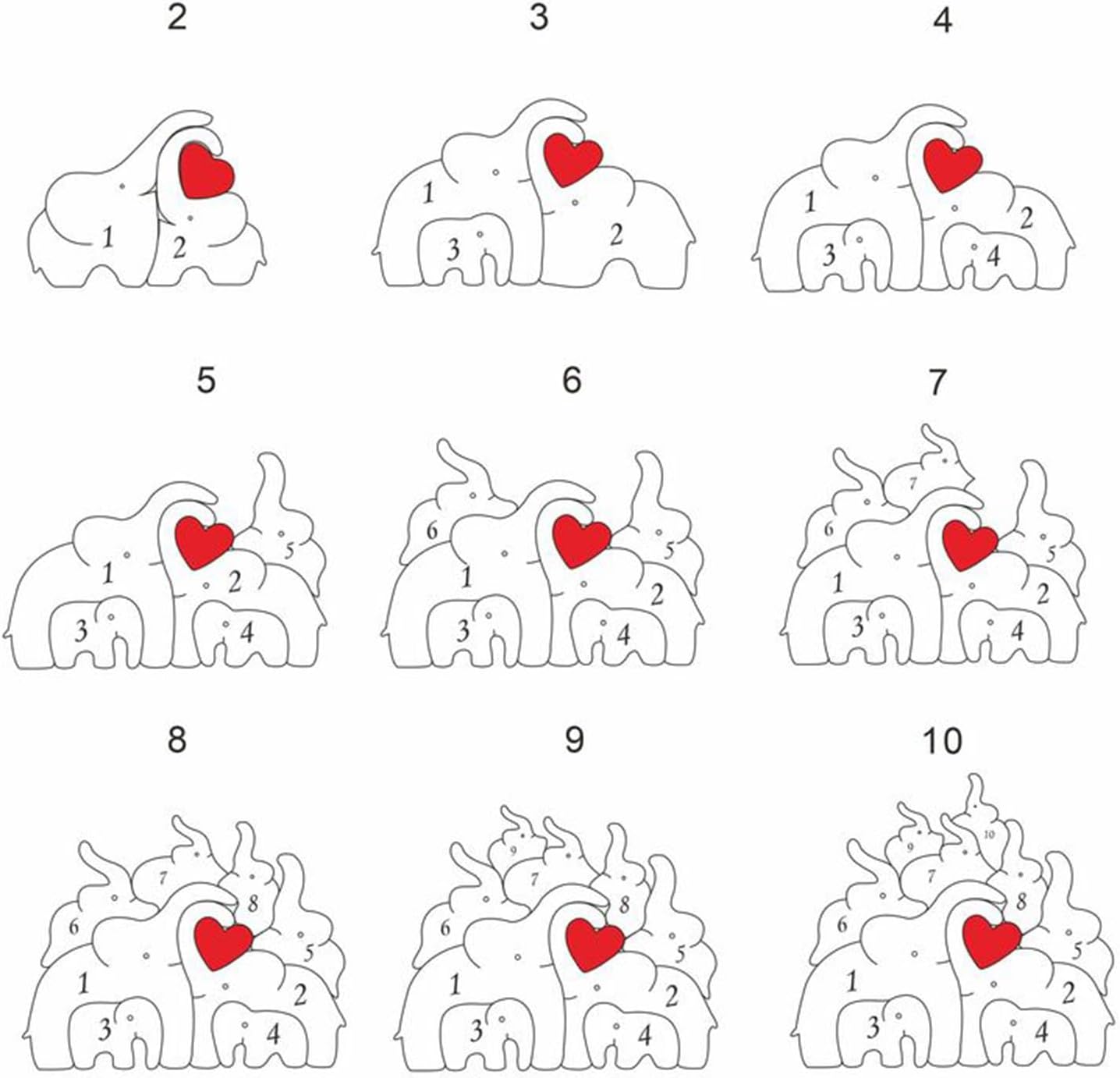 Rompecabezas de madera de elefante personalizable, pieza decorativa de roble para decoración del hogar y miembro reflexivo, 3