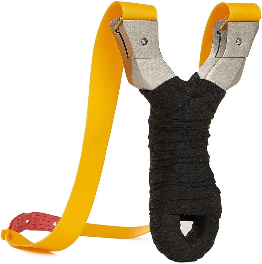 TOPARCHERY Juego profesional de tirachinas de acero inoxidable con clip de resorte cohete de muñeca para caza con bandas planas de repuesto