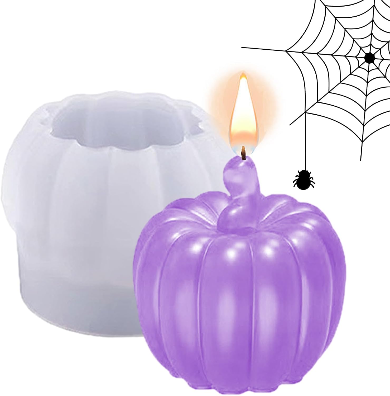 Molde de resina de calabaza, moldes de silicona para velas de Halloween, molde de fundición de resina de silicona, molde de silicona para decoración