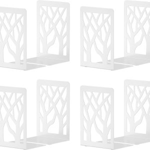 Sujetalibros de metal blanco, 4 pares de extremos de libro para estantes, tapón de libro para familia, oficina y escuela, extremo de libro Sujetalibros de metal blanco, 4 pares de extremos de libro para estantes, tapón de libro para familia, oficina y escuela, extremo de libro