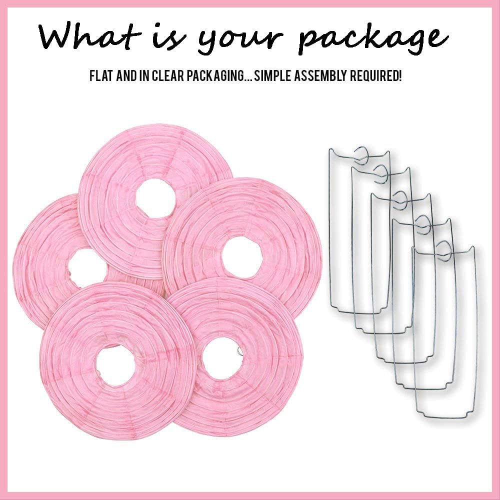 TopAAA Farol de papel rosa de 8 pulgadas, linternas de papel chinas, japonesas (juego de 5, rosa)