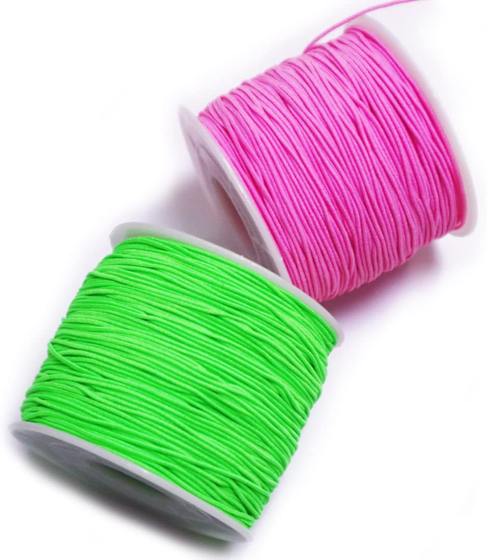 TuNan – 2 cuerdas elásticas de 0.039 pulgadas (0.039 in), 218 yardas, para pulseras, collares, bisutería, abalorios, color verde, rosa