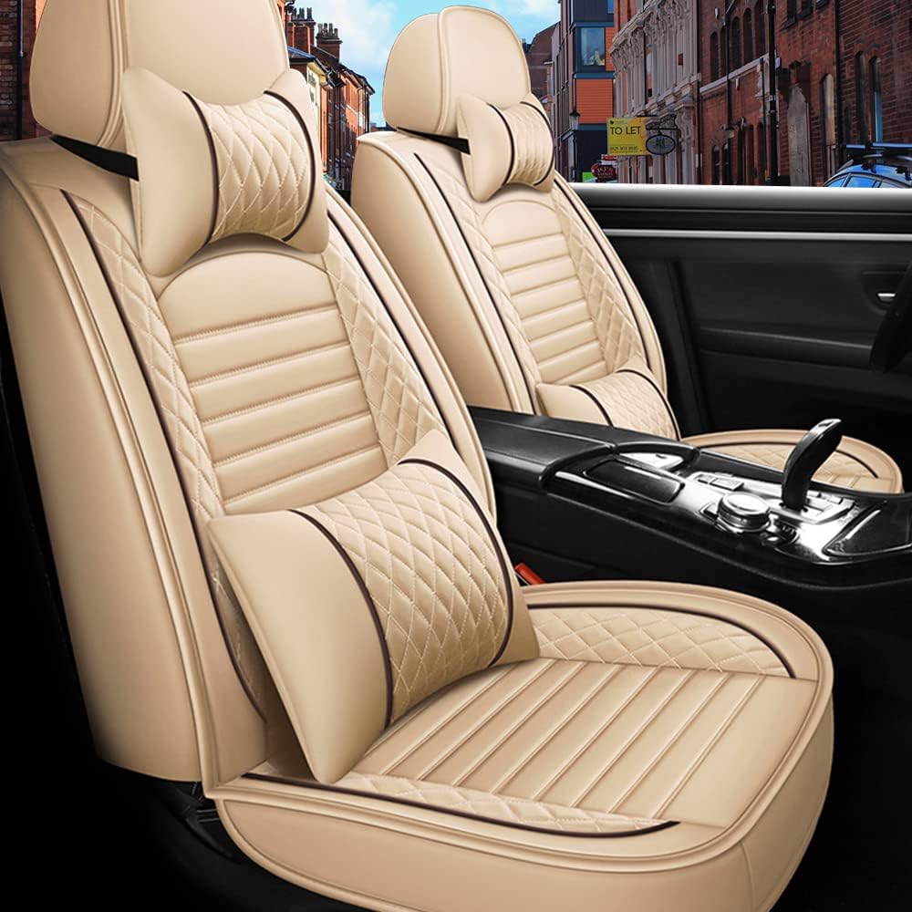 Juego completo de fundas de asiento de automóvil, de piel sintética, cubierta de asiento de automóvil, cómoda funda de cojín para vehículo