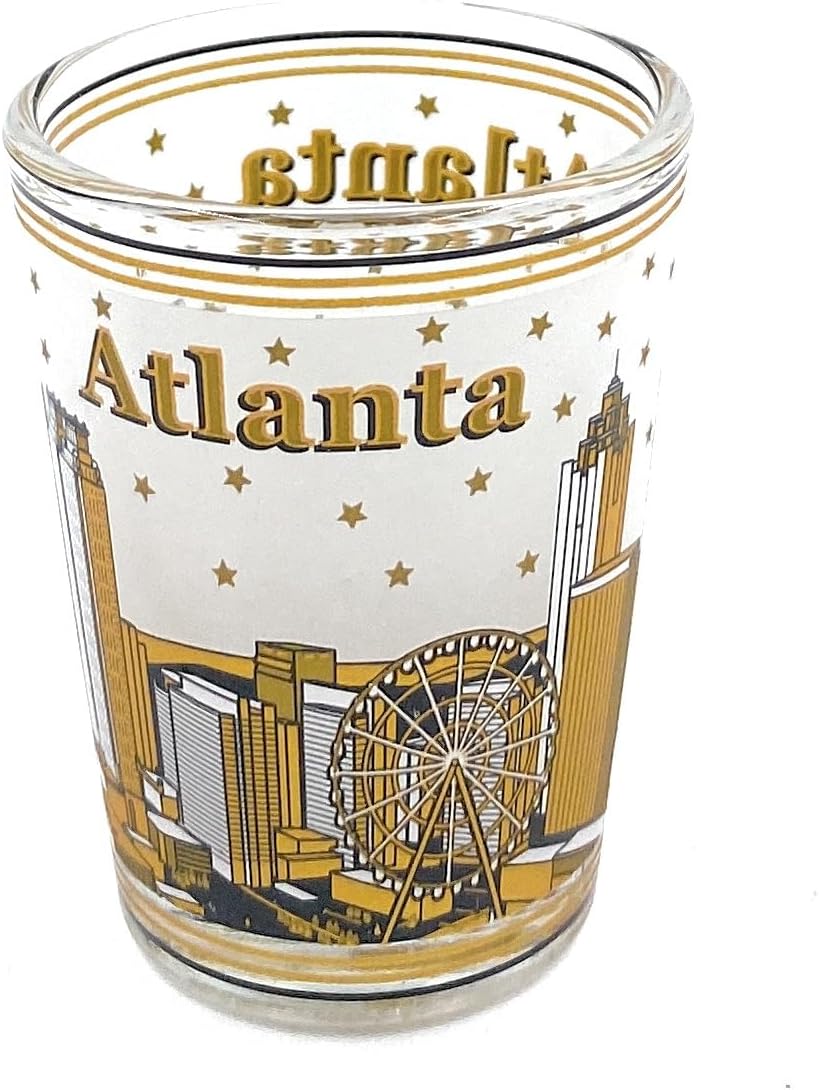 Vasos de chupito de Atlanta esmerilados Georgia State Souvenir Shot Glasses Atlanta Golden Skyline Beber Glass American City Regalos turísticos