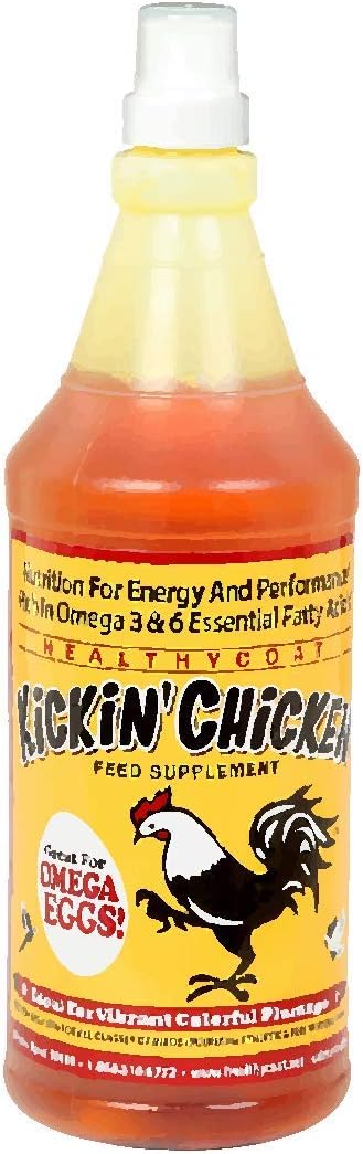 Healthy Coat Suplemento de alimento para pollo Kickin, cuarto de galón, para un mejor plumaje, huevos, sistema inmunológico y actitud