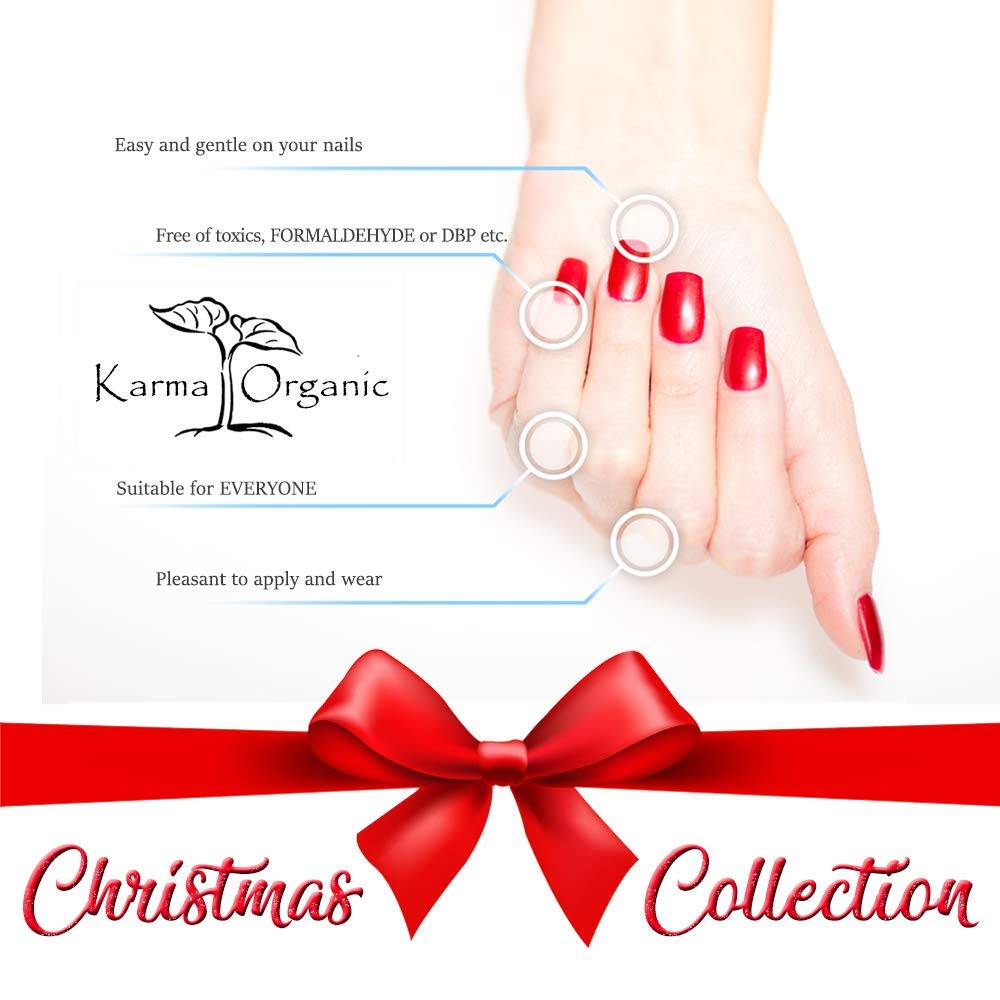 Karma Organic Hermoso juego de esmaltes de uñas naturales, arte de uñas no tóxico, vegano y libre de crueldad animal (paquete de 7)