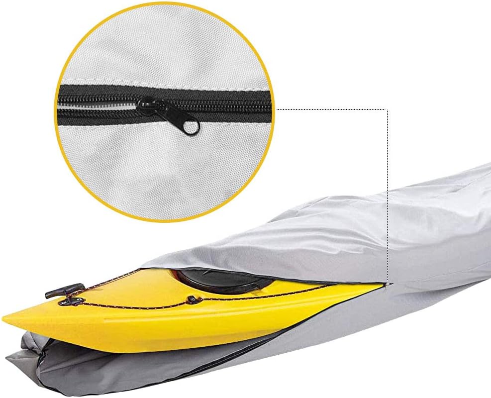 i COVER Cubierta de kayak de 16 pies resistente al agua 600D para kayakcanoa resistente al agua se adapta a kayak o canoa de hasta 16 pies de largo