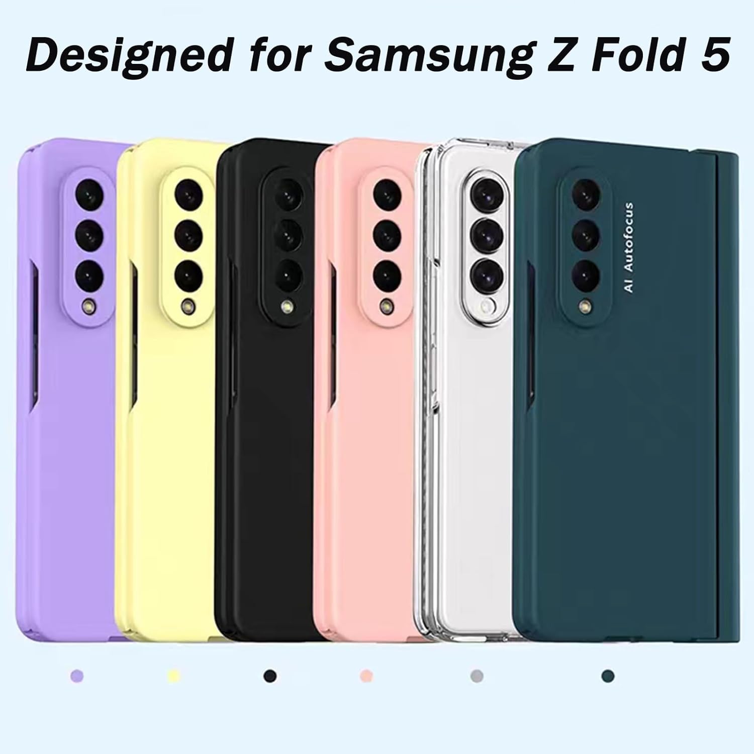 NINKI Funda transparente compatible con Samsung Z Fold 5 transparente con protector de pantalla, cuerpo completo, a prueba de golpes, protección de