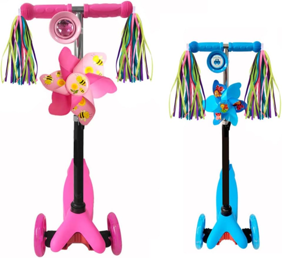 BESPORTBLE Borlas de bicicleta para niños, manillar de bicicleta, serpentinas de cinta colorida, decoración de bicicleta, scooter y triciclo,