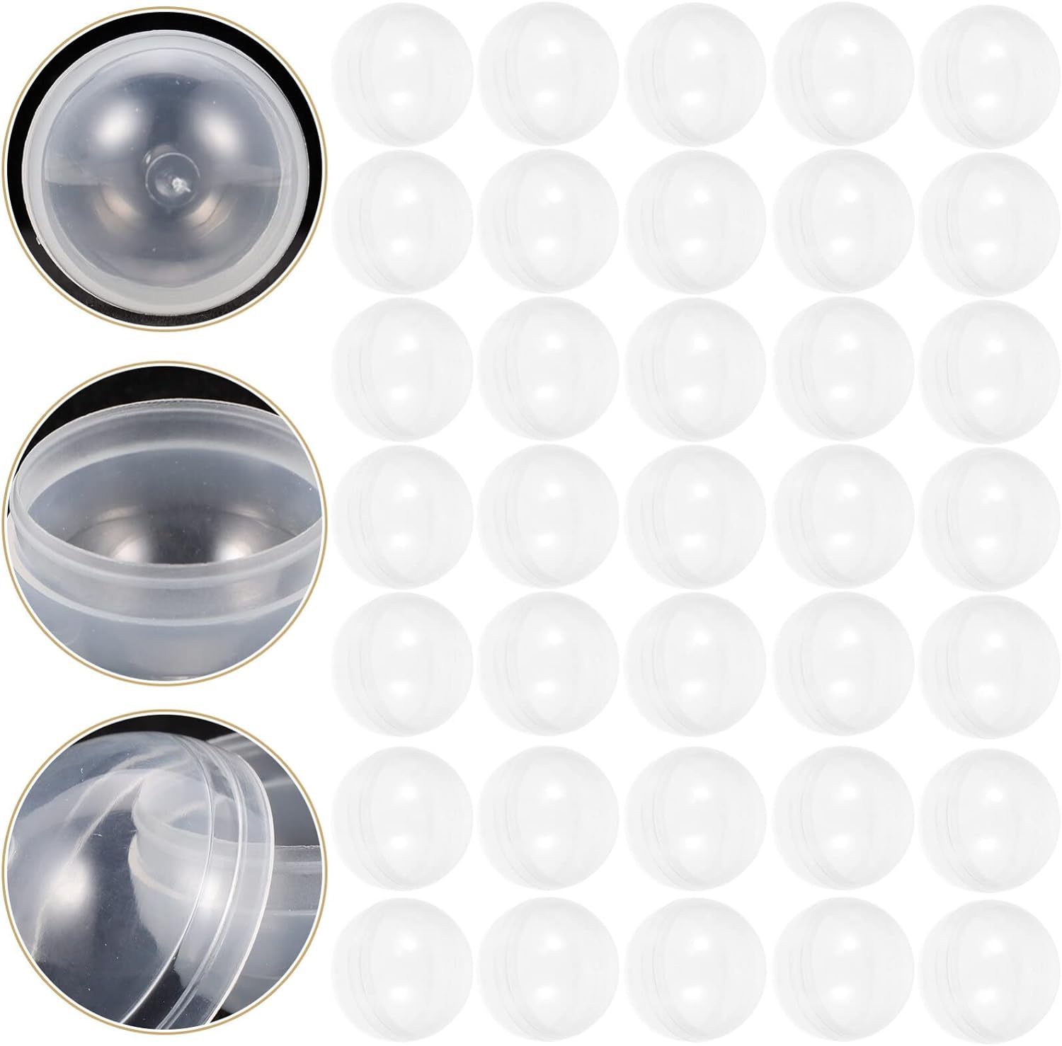 Artibetter 50 cápsulas de máquina de chicles vacías redondas cápsulas transparentes pequeñas de plástico para máquinas expendedoras vacías, caja de