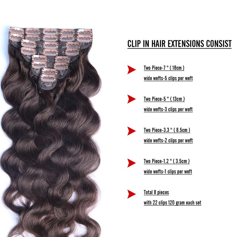 Extensiones de cabello humano con pinzas, 4.23 oz, 8 unidades, ondulado, rizado, grueso, extensiones de cabello humano real natural para mujer (20,