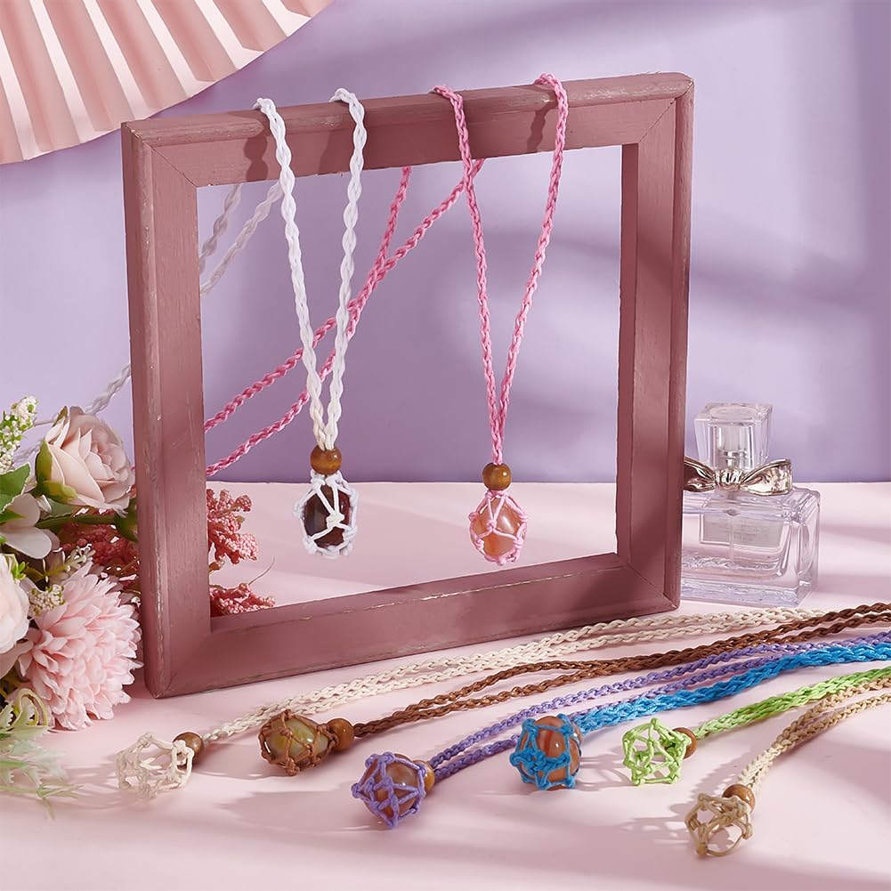 PH PandaHall 8 soportes para collares de cristal, jaula de piedra vacía de repuesto, collares trenzados ajustables, collar de piedra cruda, colgante