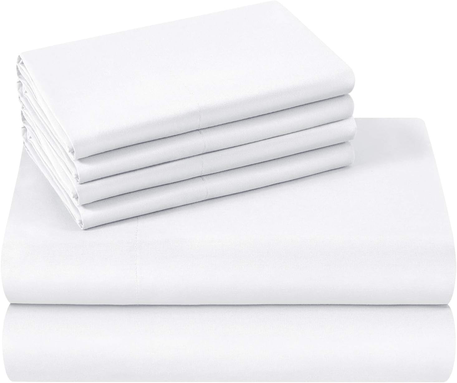 HOMEIDEAS Sábanas de hotel de cama tamaño queen (blanco y gris)
