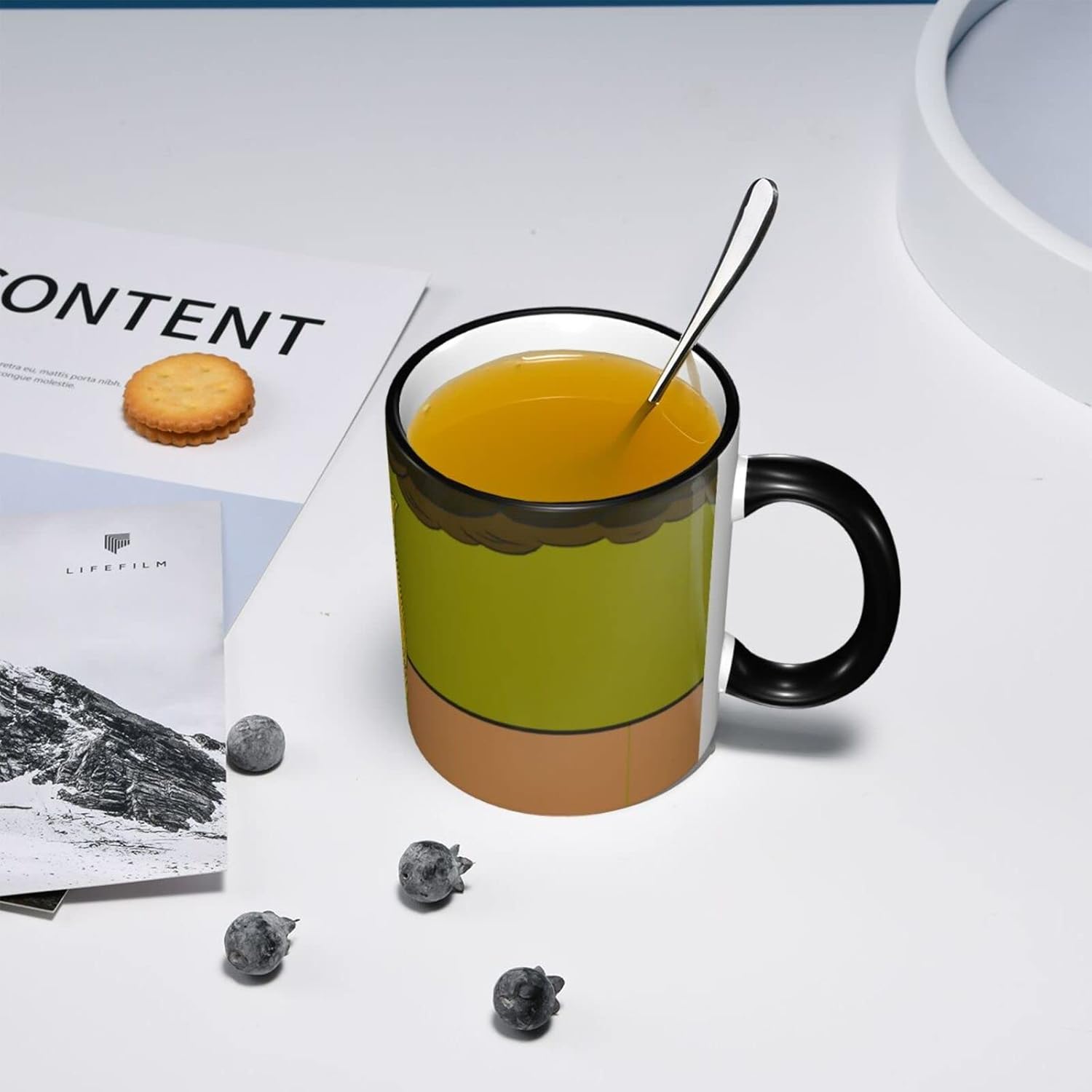 This is fine Mug, Funy Taza de café de viaje para hombres y mujeres, taza de té de cerámica de 11 onzas, regalos inspiradores divertidos, color negro