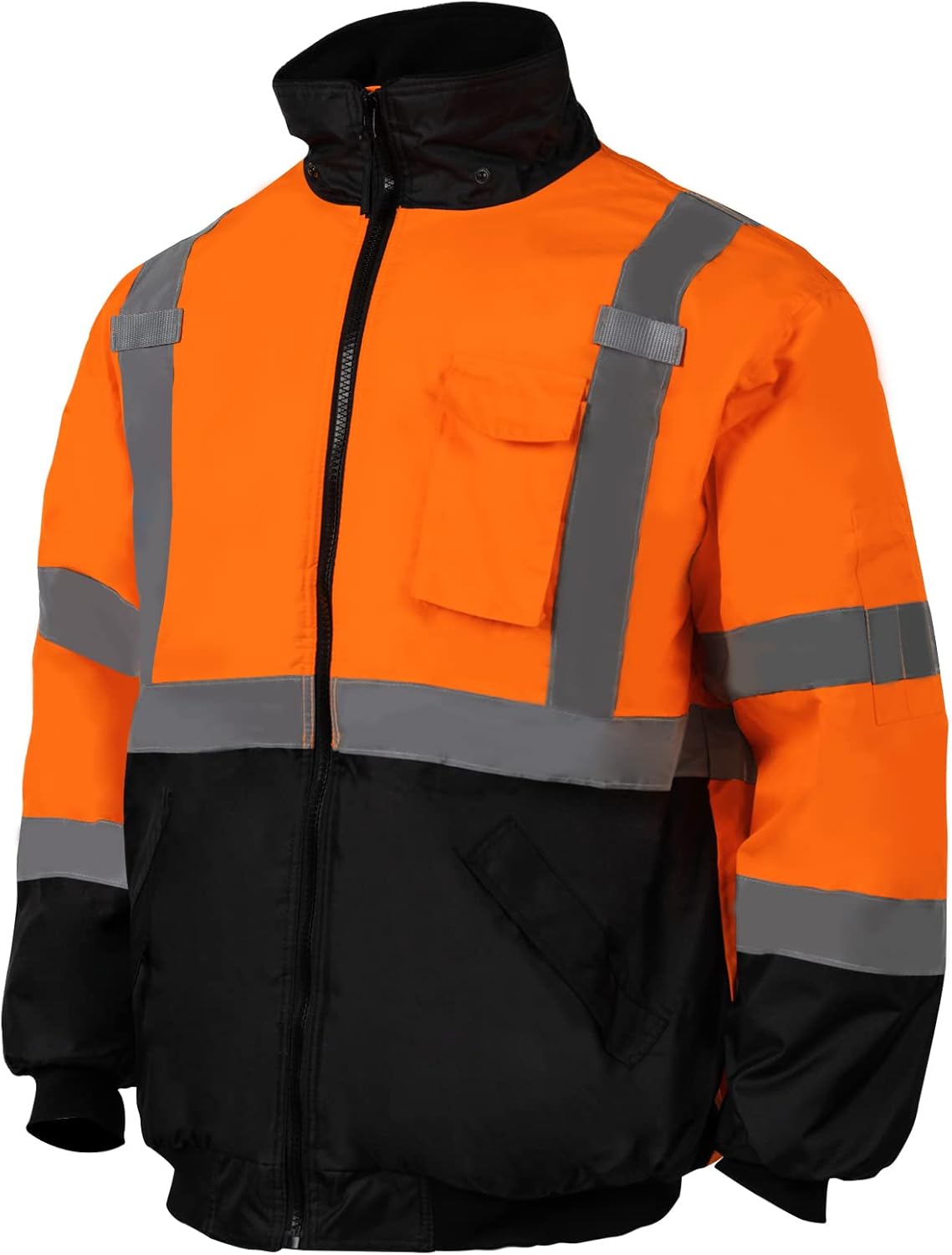 Chaquetas de seguridad reflectantes de alta visibilidad para hombre, forro polar ANSI Clase 3 Hi Vis, chaqueta bomber de invierno con capucha