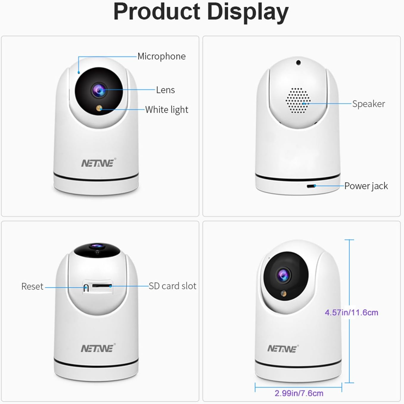 Seguridad inalámbrica para mascotas Interior Cámara IP WiFi para perro mascota bebé niñera Monitor 2.4G WiFi Cámara Cámara seguimiento automático