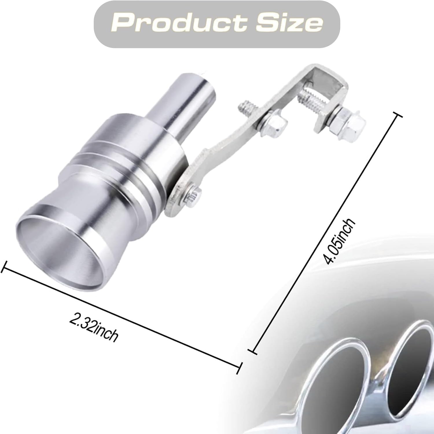 2 simuladores de silbato de sonido turbo modificado para automóvil, impermeable, metal para escape, cola de silbato, simulador de punta de válvula