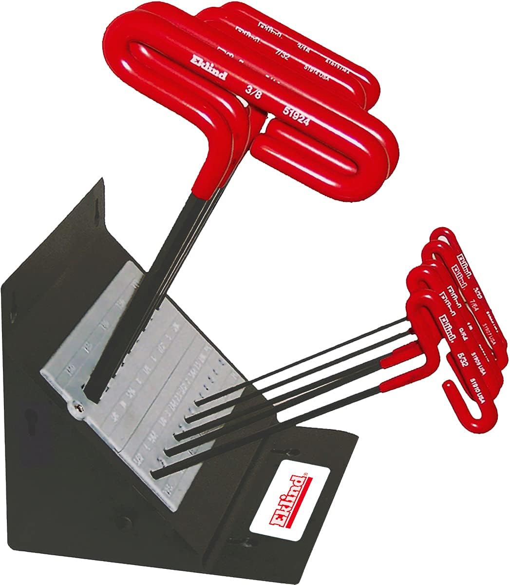 EKLIND 50190 Llave Allen hexagonal con agarre en T – Juego de 10 piezas SAE pulgadas tamaños 332-38 9 pulgadas con soporte