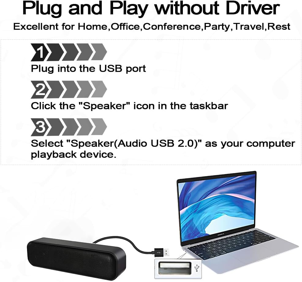 ZETIY Altavoz de computadora actualizado, altavoz alimentado por USB para escritorio, PC con Windows, Mac. Mini barra de sonido portátil Plug and