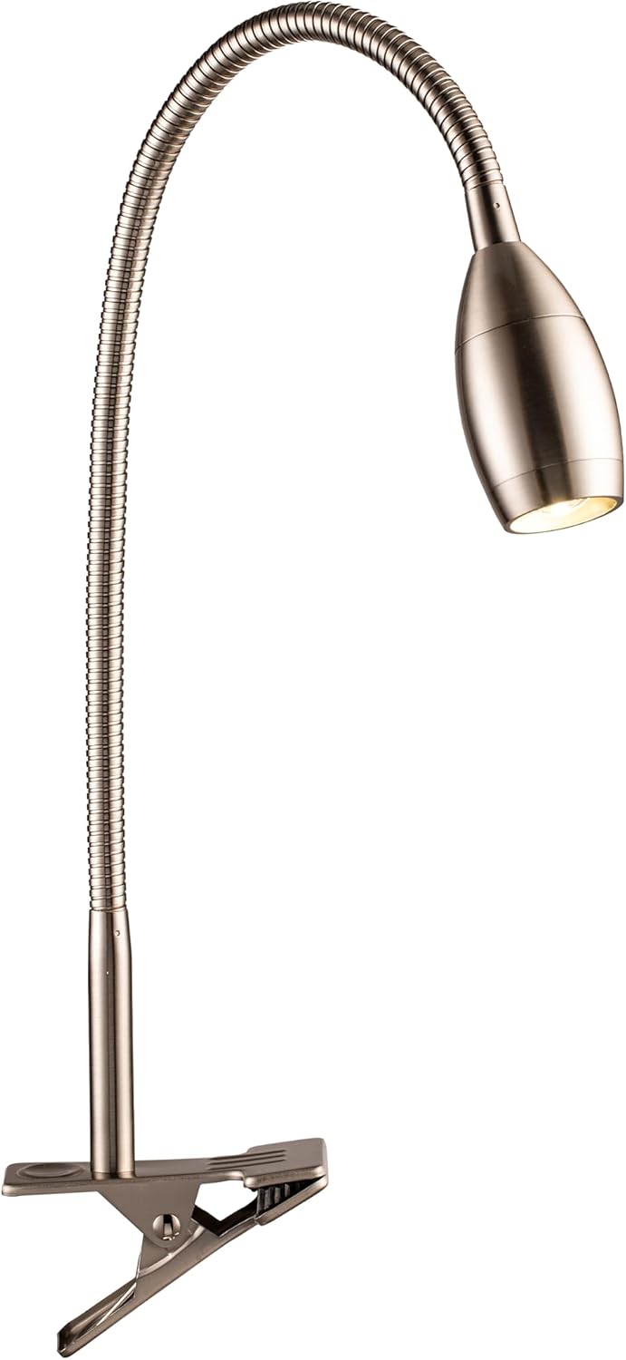 O’Bright Lumos – Lámpara versátil con clip foco zoomable, LED regulable, cuello de cisne flexible, luz de 4000 K, abrazadera 100% metálica, ideal
