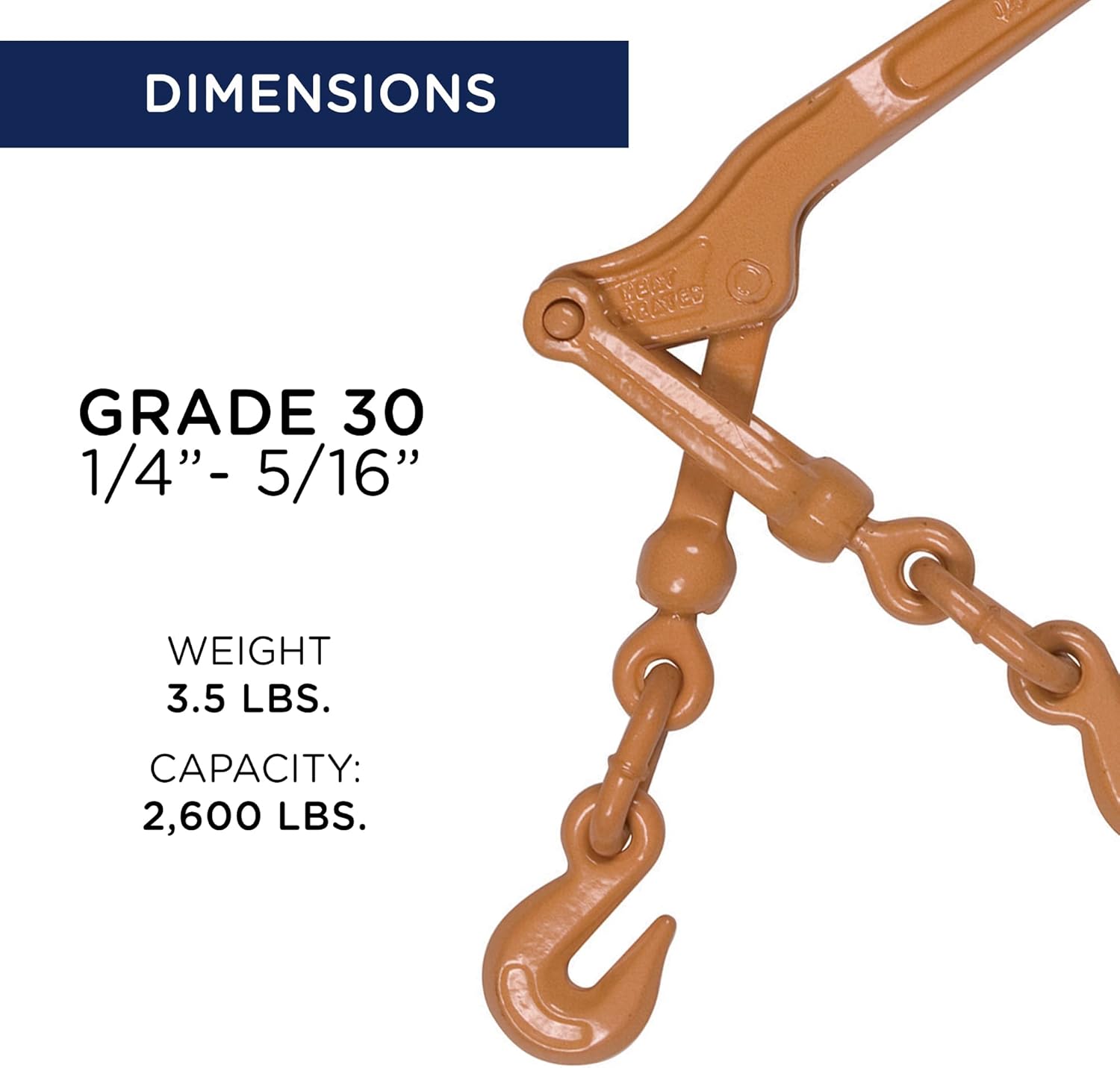 Ben-Mor Chain Binder with Swivel Hooks  Flatbed Load Securement Tie Down Binders for G30 Tiedown Chains – Ratchet Load Binder for Trucks, Trailers