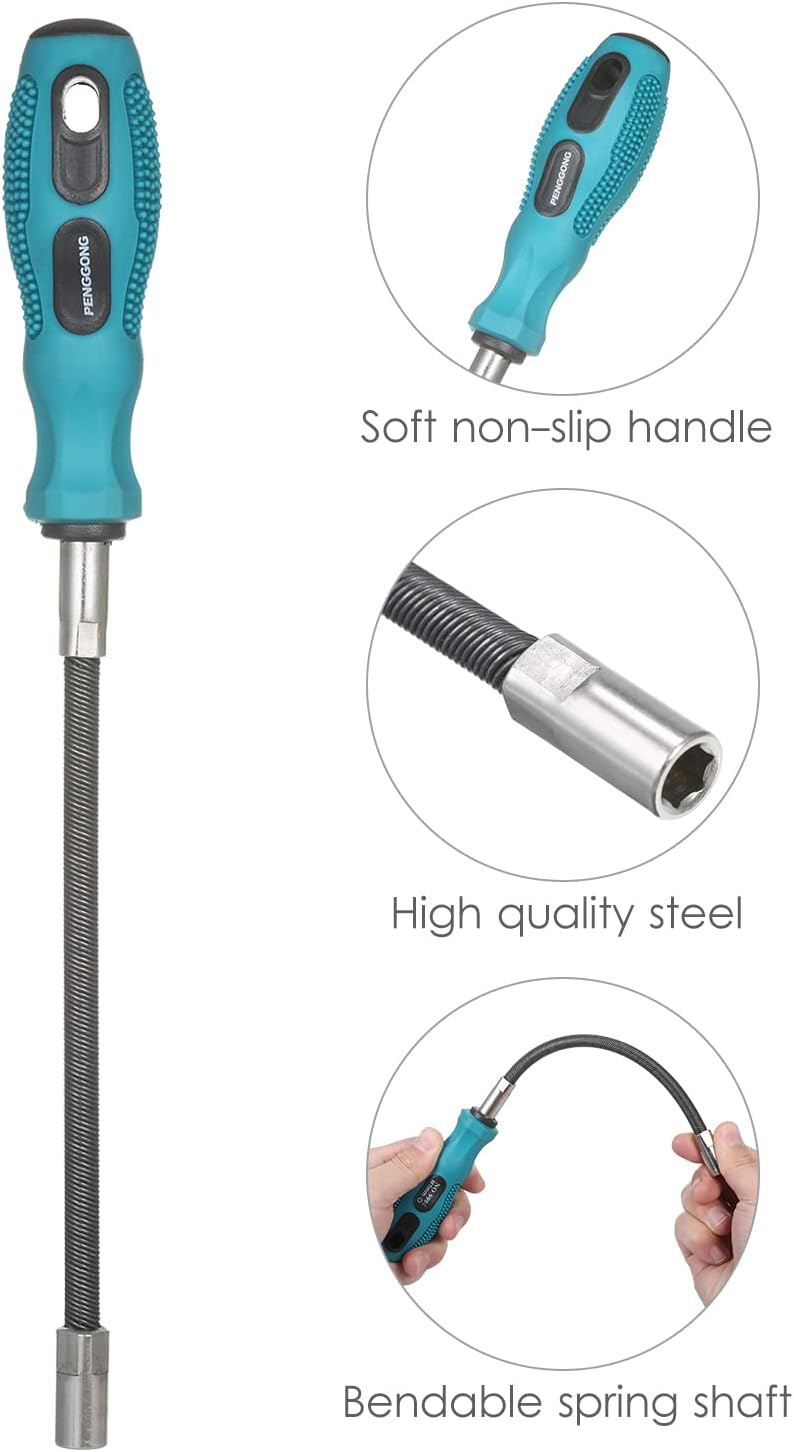 Conductor de abrazadera de manguera flexible de 0.276 in, destornillador de tuerca métrica, llave de enchufe flexible antideslizante, herramienta de