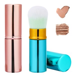 Brocha retráctil para base, paquete de 2 brochas de viaje para rubor Kabuki, cepillo portátil para base de polvo con cubierta para rubor, Brocha retráctil para base, paquete de 2 brochas de viaje para rubor Kabuki, cepillo portátil para base de polvo con cubierta para rubor,