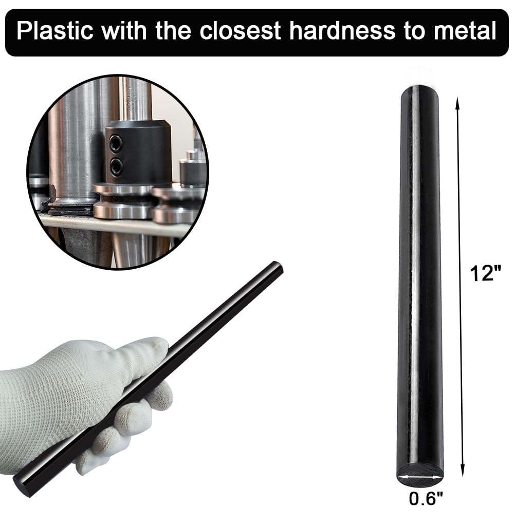 Paquete de 4 varillas redondas de copolímero de acetal, varillas de copolímero de acetal negro opaco de 58 pulgadas de diámetro y 12 pulgadas de