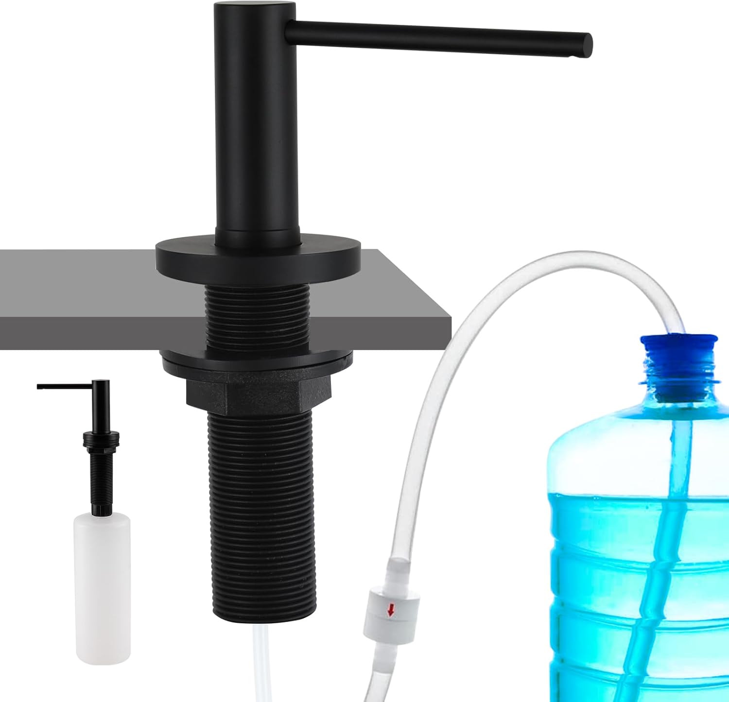Gappo Dispensador de jabón para fregadero de cocina, bomba de encimera de acero inoxidable dispensador de jabón integrado con tubo de extensión de