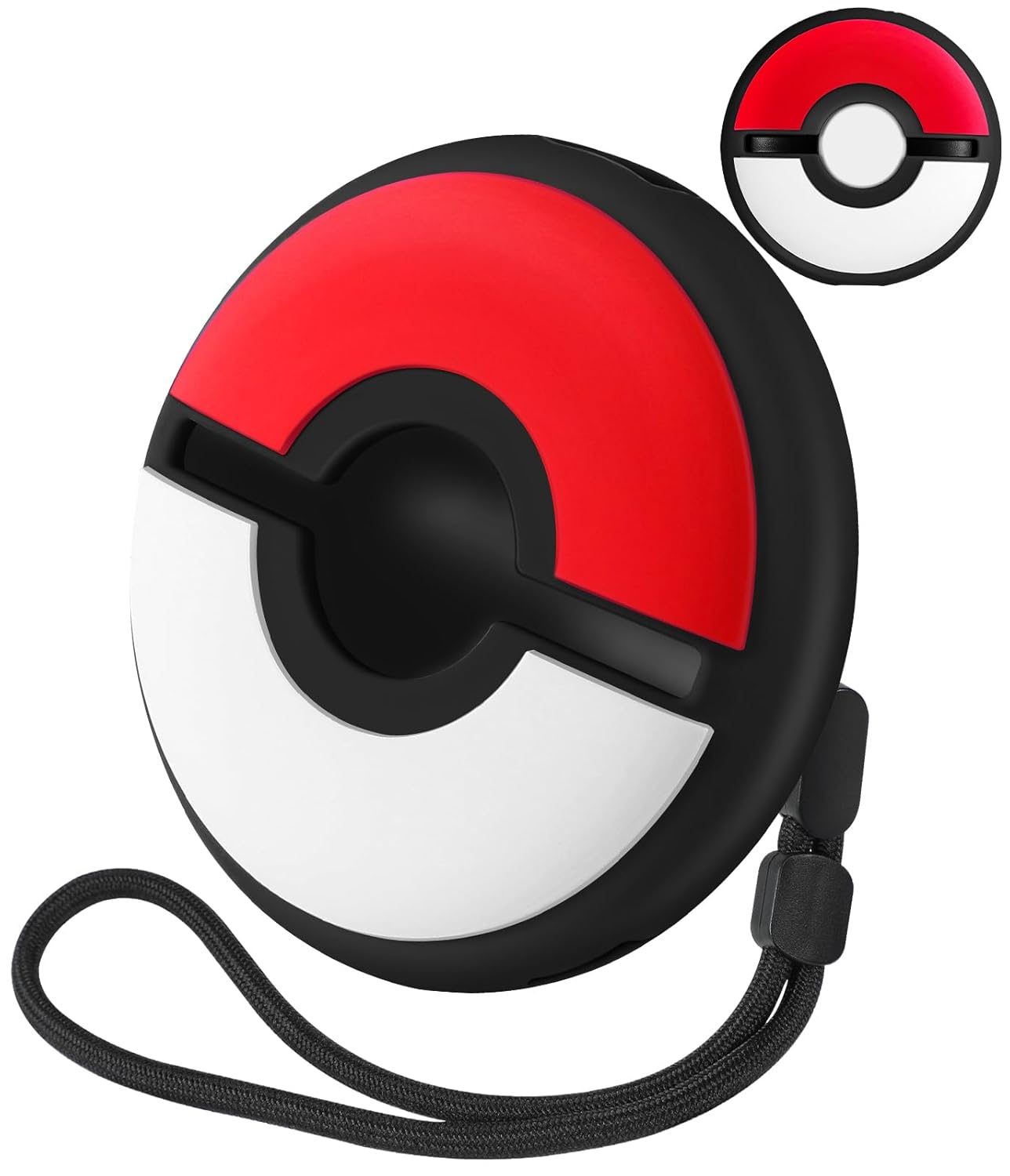 Gurgitat for Pokemon Go Plus Plus Case with Wrist Strap Cute Cartoon Girls Teens Game Boys Black Ball for Poké Go Plus+ Cover Accessory Slim Soft