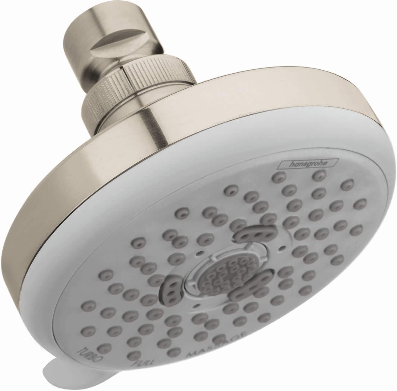 hansgrohe Croma 100 – Cabezal de ducha de 4 pulgadas, flujo bajo, moderno, 3 pulverizadores, masaje pulsante, ahorro intenso de agua turbo con