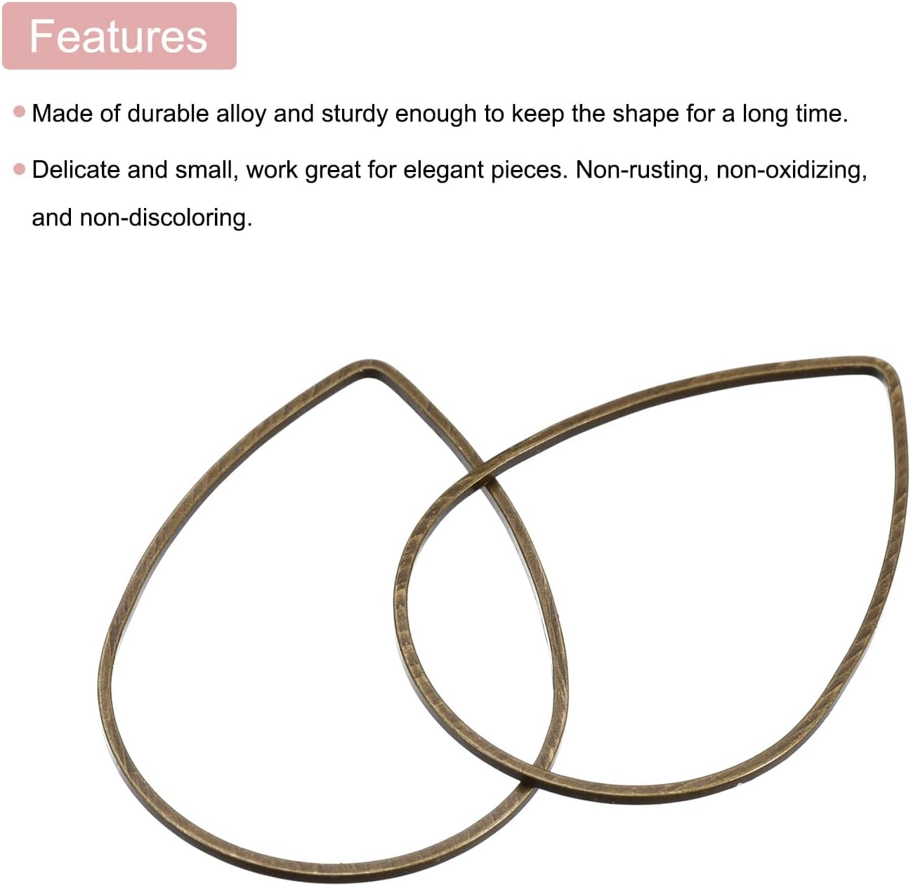 MECCANIXITY Enlace de aro con cuentas de lágrima, anillos de enlace de encanto hueco para fabricación de joyas de aretes, Metal, Lágrima