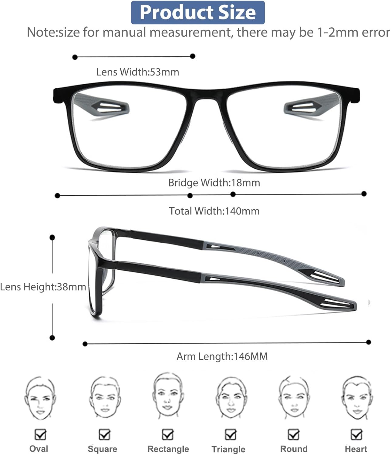 Gafas de miopía fotocromática para hombres y mujeres a distancia, bloqueo de luz azul, lentes de visión corta