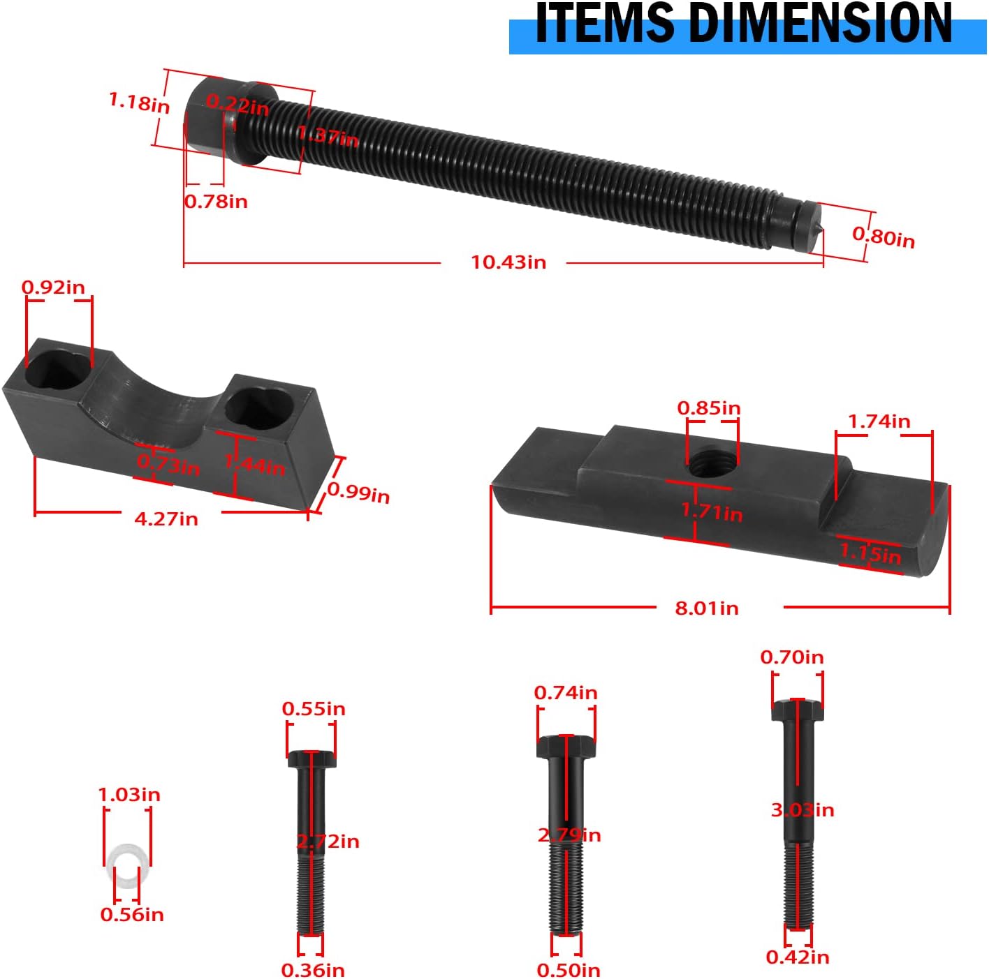 10803 Extractor de yugo, kit de herramientas de extracción de yugo resistente, herramienta de extracción de yugo para camiones