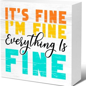It’s Fine I’m Fine Everything is Fine Wood Block Sign,Positive Affirmation Desk Decor,Inspirational Desk Decor Gift for Women,Motivational Wooden It’s Fine I’m Fine Everything is Fine Wood Block Sign,Positive Affirmation Desk Decor,Inspirational Desk Decor Gift for Women,Motivational Wooden
