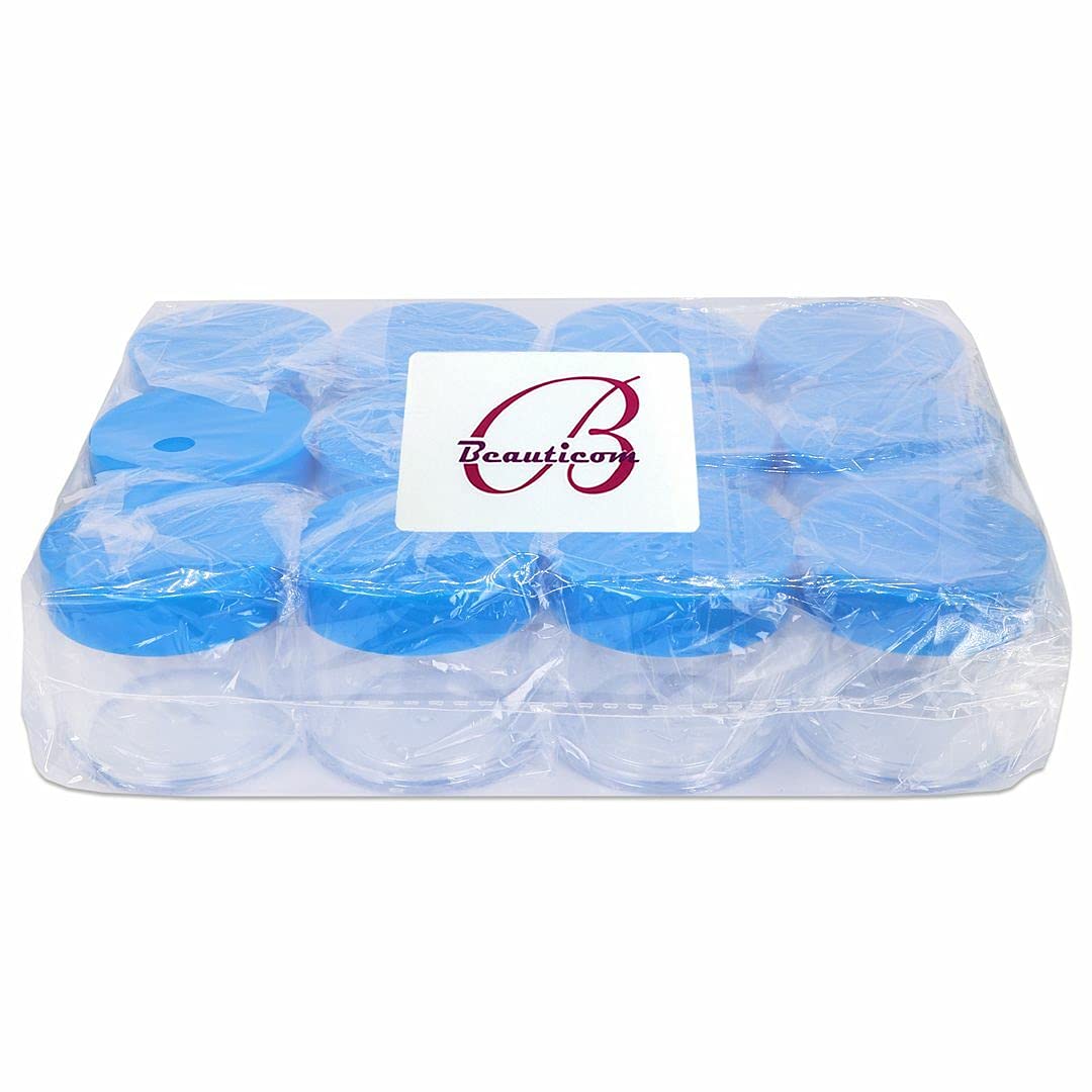 Beauticom 1.06 oz1.0 fl oz (1 fl. oz.) Tarros plásticos transparentes de doble pared a prueba de fugas con tapas superiores planas para cremas,