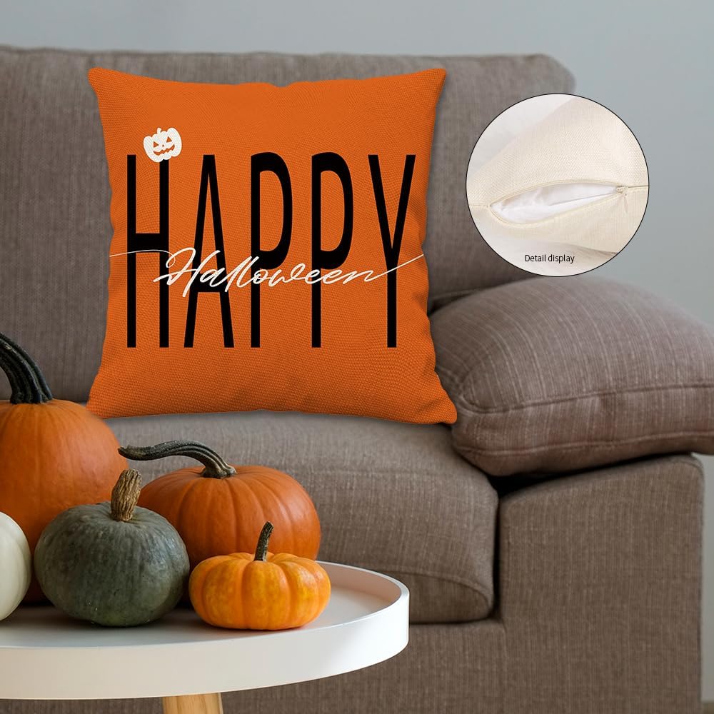 Juego de 4 fundas de almohada de Halloween de 20 x 20 pulgadas, juego de 4 fundas de almohada de truco o trato, negro, blanco, fantasma, bruja,