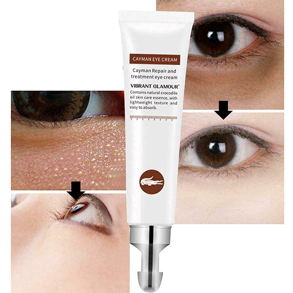 Crema para ojos de Cayman antienvejecimiento, suero de ojos reparador de arrugas, reduce las patas de gallo, las líneas finas y las ojeras, suaviza