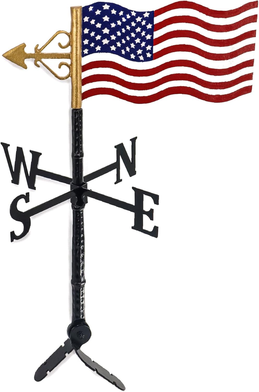Veleta de bandera estadounidense – Bandera patriótica – Soporte de techo incluido – Fácil de instalar – Vana de viento con bandera de Estados Unidos