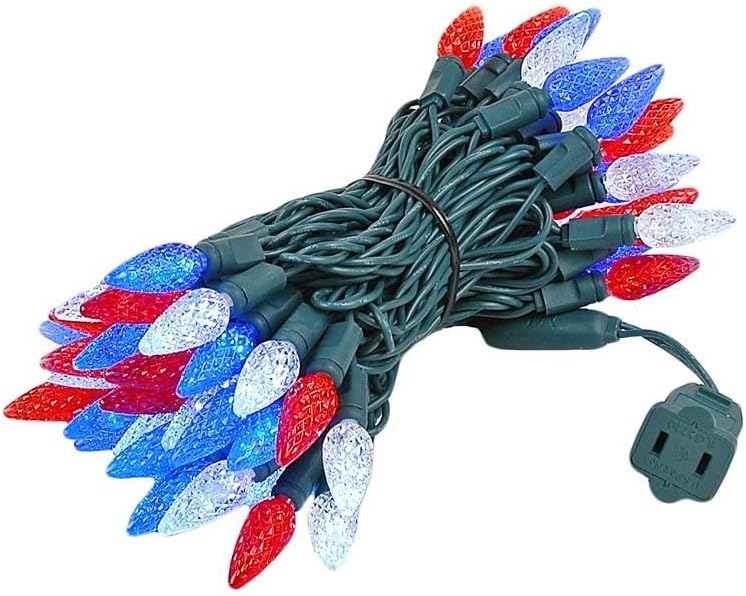 Novelty Lights – Mini juego de 70 luces C6 LED de Navidad, serie de luces de grado comercial para exteriores, cable verde, 24 pies