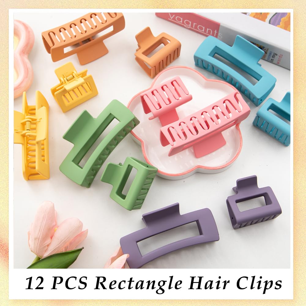 Paquete de 12 pinzas para el cabello grandes de color brillante, pinzas para el cabello para mujeres y niñas, pinzas de pelo de agarre fuerte para