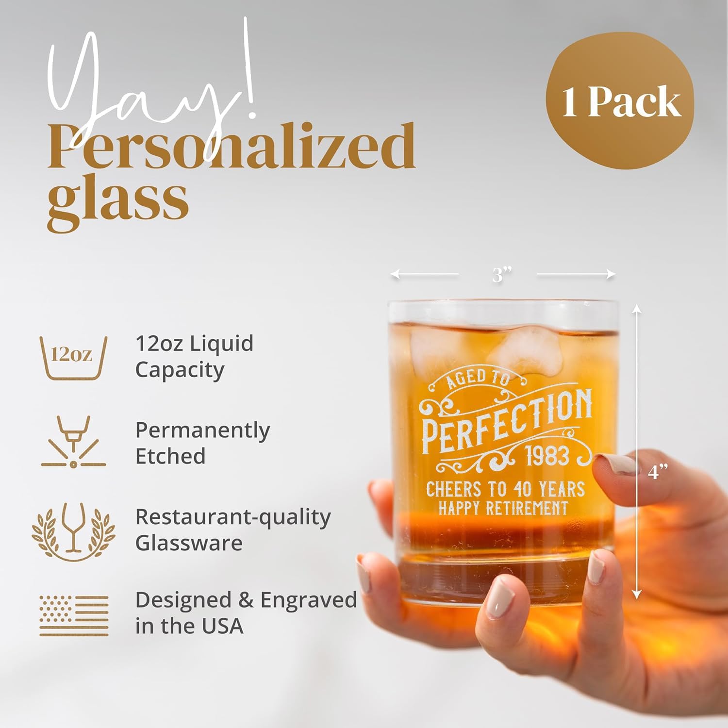 Vaso de whisky de cumpleaños personalizado, regalo de cumpleaños número 30, 40, 50, 60 para él, papá, chicos, regalo de bourbón personalizado,