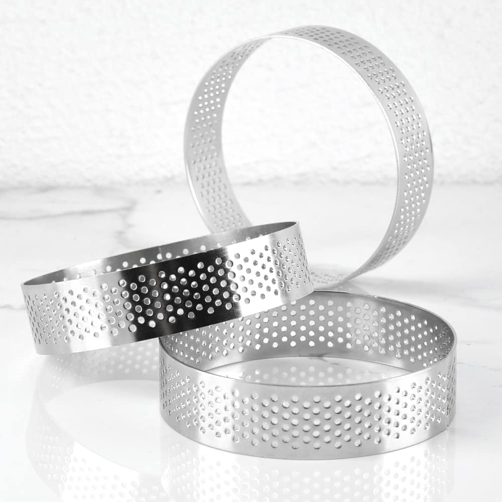 Guowall Anillo para tarta de acero inoxidable, molde de metal para pastelería para tartaleta circular, postre francés, corteza de tarta de fruta