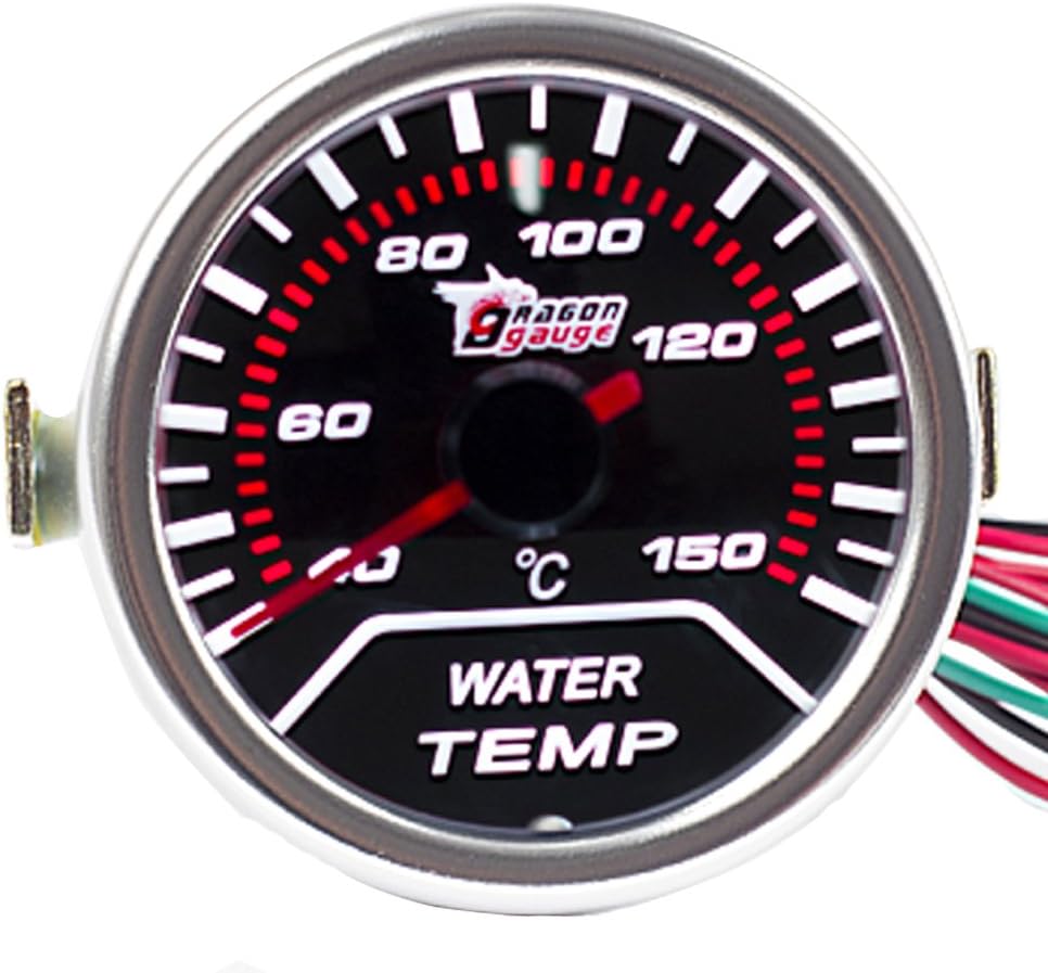Puntero de motor de auto E Support, calibrador con barras indicadoras de aumento y lentes grises, de 2 pulgadas, medidor de temperatura del agua