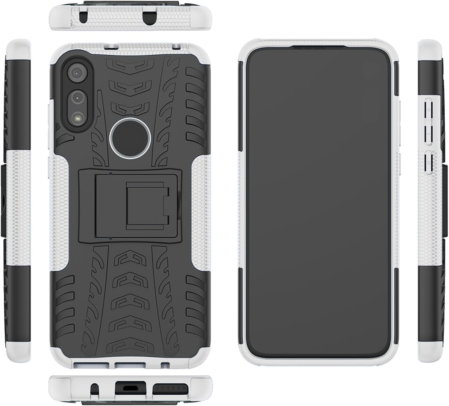 Asuwish Funda de teléfono para Moto E 2020 Motorola E7 con protector de pantalla y soporte delgado, híbrida, resistente, funda protectora para