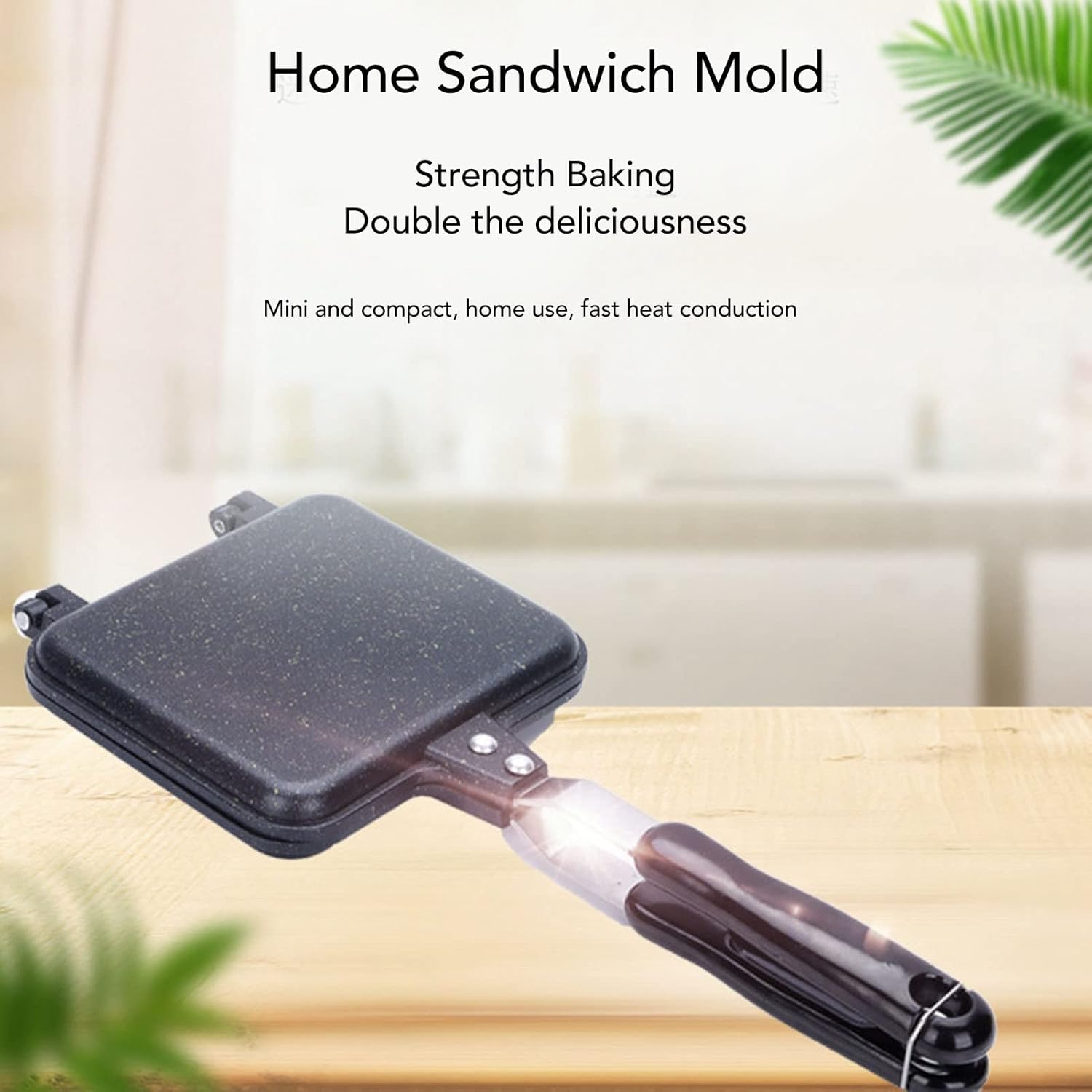 Sandwichera de hierro fundido, sartén desmontable para sándwiches de doble cara, sartén antiadherente para huevos y pan tostados
