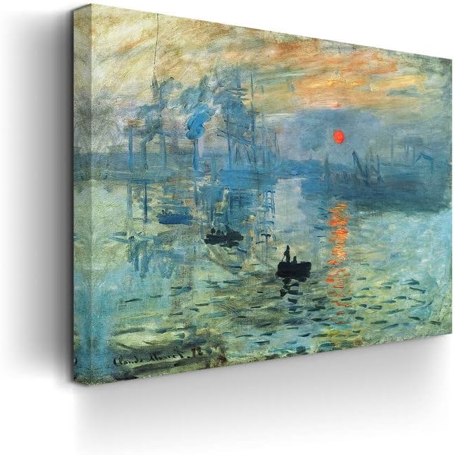 CanvasWAY – Impresión de Claude Monet en lienzo con impresión de amanecer, arte de pared clásico, arte moderno, expresionismo, pintura sobre lienzo,